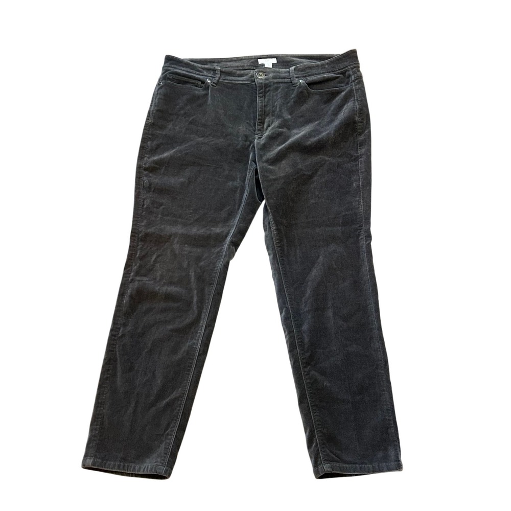 J Jill Petite Velour‎ Velvet Pants Womens 12P Gray Casual Comfort Career Classic